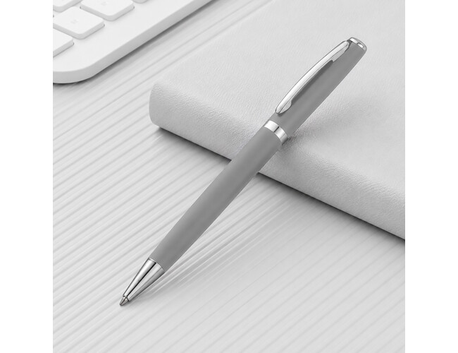 Ручка металлическая soft-touch шариковая «Flow», светло-серый/серебристый