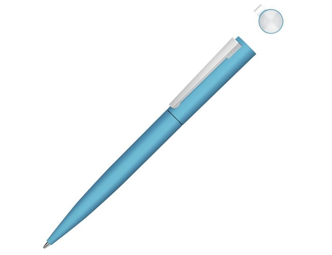Ручка шариковая металлическая «Brush Gum», soft-touch, голубой