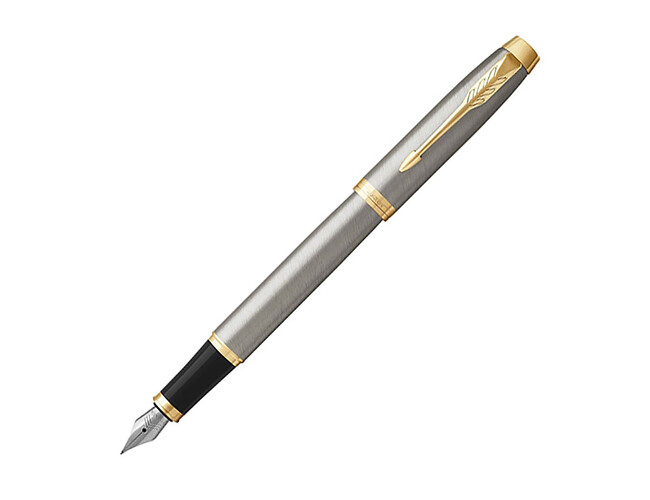Ручка перьевая Parker «IM Metal Brushed Metal GT», серебристый/золотистый