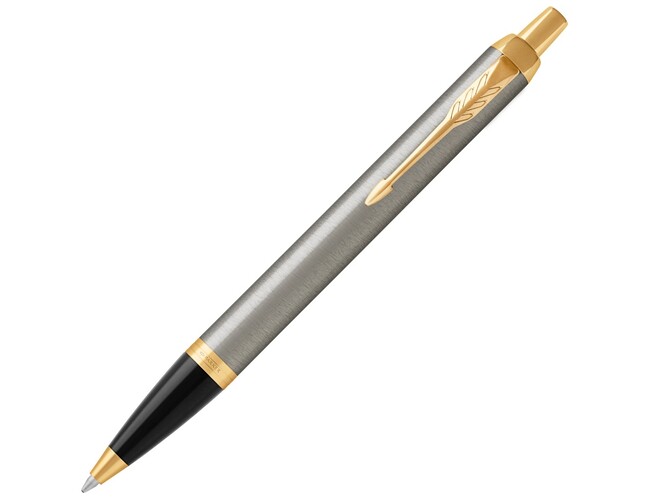 Ручка шариковая Parker «IM Core Brushed Metal GT», серебристый/черный/золотистый