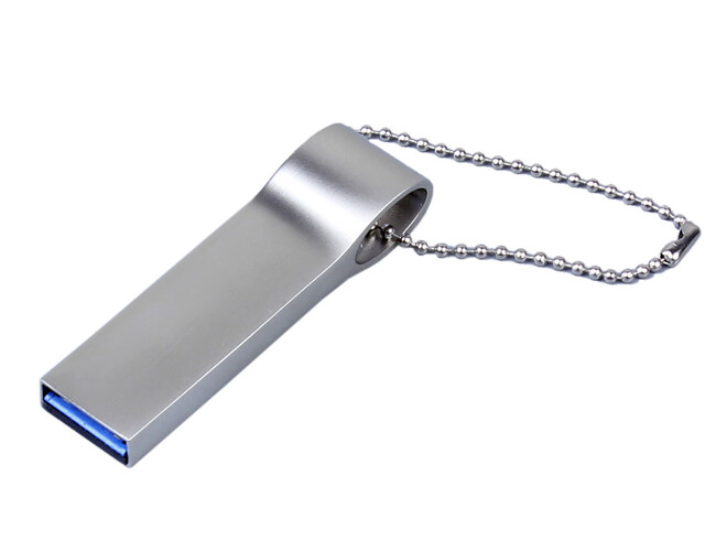 USB 2.0-флешка на 128 Гб с мини чипом и боковым отверстием для цепочки, серебристый