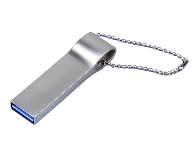 USB 2.0-флешка на 512 Мбайт с мини чипом и боковым отверстием для цепочки, серебристый