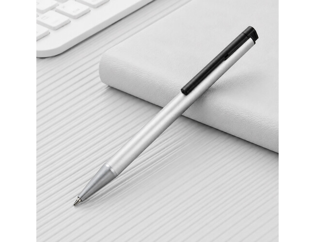 Ручка шариковая металлическая «Jobs» soft-touch с флеш-картой на 8 Гб, серебристый/черный