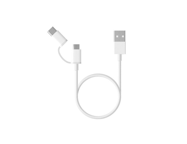 Кабель «Mi 2-in-1 USB Cable Micro-USB to Type C», 30 см, белый