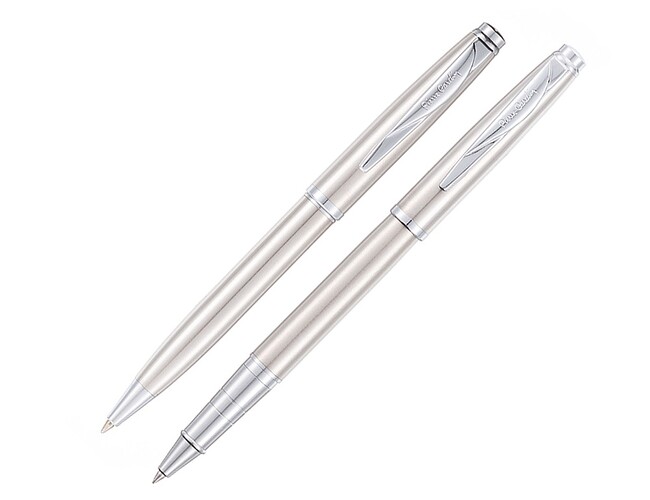 Набор «ПАРА (PEN&PEN)»: ручка шариковая, ручка-роллер, серебристый
