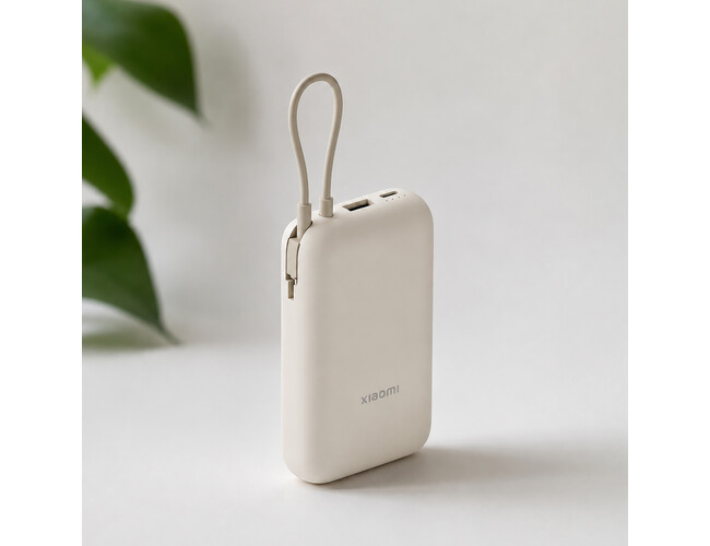 Внешний аккумулятор со встроенным кабелем Xiaomi Power Bank (Integrated Cable), 10000 мАч, бежевый