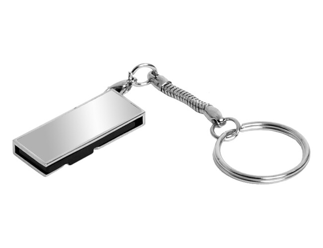 USB 2.0- флешка на 16 Гб с поворотным механизмом и зеркальным покрытием, серебристый