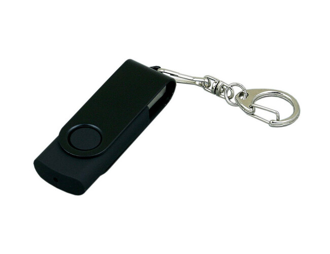 USB 2.0- флешка промо на 4 Гб с поворотным механизмом и однотонным металлическим клипом, черный
