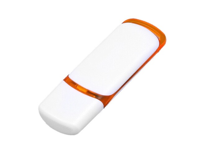 USB 3.0- флешка на 128 Гб с цветными вставками, белый/оранжевый