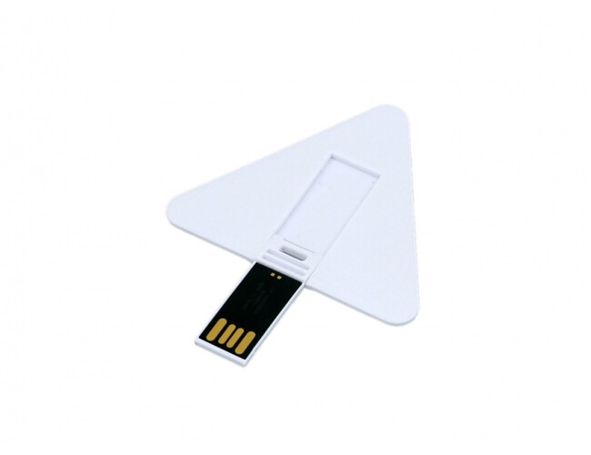 USB 2.0- флешка на 16 Гб в виде пластиковой карточки треугольной формы, белый
