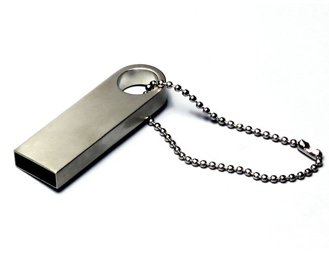USB 2.0-флешка на 512 Мбайт с мини чипом и круглым отверстием, серебристый