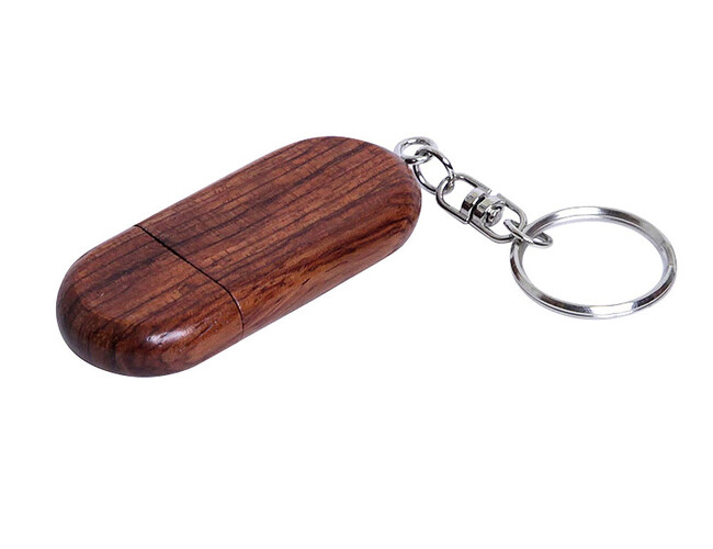USB 2.0- флешка на 4 Гб овальной формы и колпачком с магнитом, коричневый