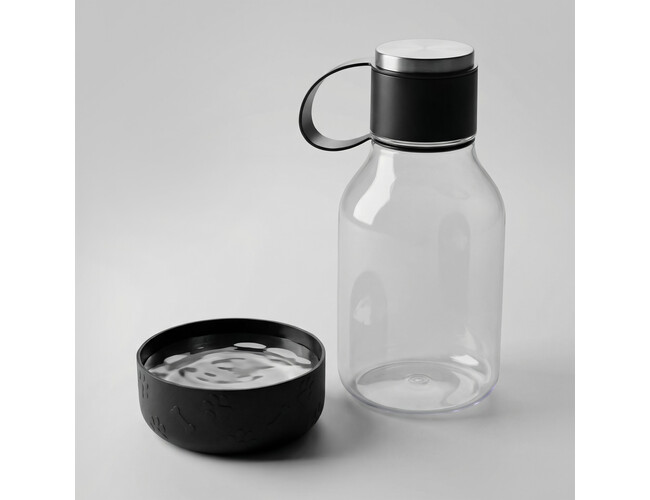 Бутылка для воды 2-в-1 «Dog Bowl Bottle» со съемной миской для питомцев, 1500 мл, черный