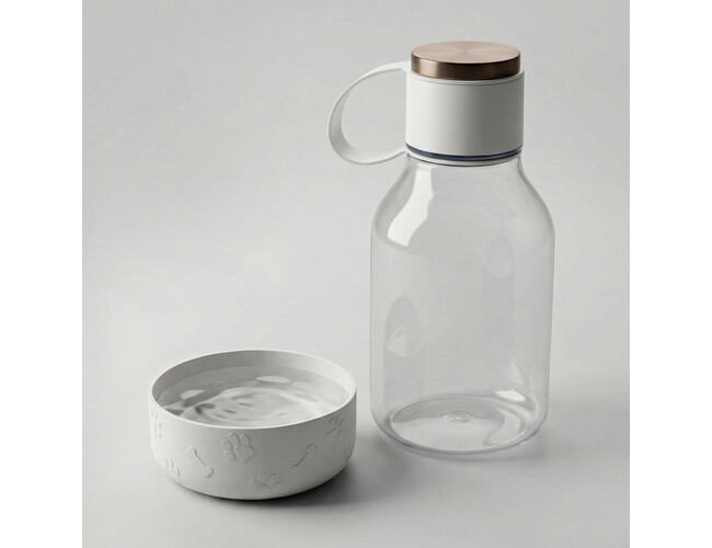 Бутылка для воды 2-в-1 «Dog Bowl Bottle» со съемной миской для питомцев, 1500 мл, белый