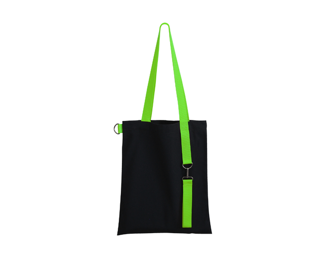 Шоппер Superbag black с ремувкой 4sb (чёрный с салатовым)