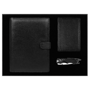 Набор подарочный Solution Prestige Quadro (Блокнот Flexy Forest Urban Latte в суперобложке Country Leather Sky, обложка для автодокументов Leather Sun, нож складной Tools Impression)