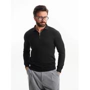 Рубашка поло мужская с длинным рукавом Terrazzo, черная, размер L/XL