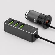 АЗУ 1 USB + 3 USB для пассажиров, QC 3.0, 7Аa, графит