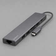 USB Type-C хаб 7-в-1, HDMI, Power Delivery, 2xUSB 3.0, RJ45, microSD/SD, графит