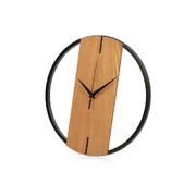 Деревянные часы с металлическим ободом «Time Wheel», натуральный/черный