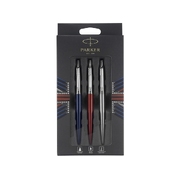Набор Parker Jotter London Trio: ручка гелевая, ручка шариковая. карандаш, красный, синий, серебристый