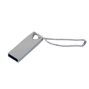 USB 2.0-флешка на 32 Гб с мини чипом и отверстием для цепочки, серебристый