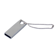 USB 2.0-флешка на 4 Гб с мини чипом и отверстием для цепочки, серебристый