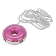 USB Hub «Пончик», розовый/серебристый