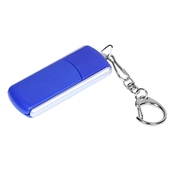 USB 2.0- флешка промо на 64 Гб с прямоугольной формы с выдвижным механизмом, синий/серебристый