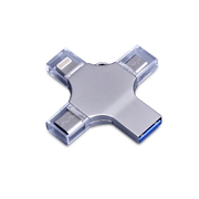 USB 3.0-флешка на 256 Гб 4-в-1 с разъемами Micro USB, Type-C и Lightning, серебристый
