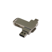 USB 3.0- флешка на 32 Гб с поворотным механизмом и дополнительным разъемом Type-C, серый
