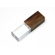 USB 2.0- флешка на 64 Гб прямоугольной формы, коричневый/прозрачный с белой подсветкой