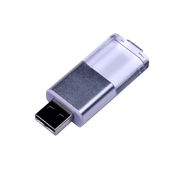 USB 2.0- флешка промо на 16 Гб прямоугольной формы, выдвижной механизм, белый
