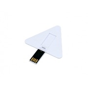 USB 2.0- флешка на 16 Гб в виде пластиковой карточки треугольной формы, белый