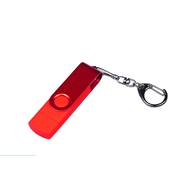 USB 2.0/micro USB/Type-С- флешка на 64 Гб 3-в-1 с поворотным механизмом, красный
