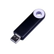 USB 2.0- флешка промо на 32 Гб прямоугольной формы, выдвижной механизм, черный/белый