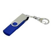 USB 2.0- флешка на 16 Гб с поворотным механизмом и дополнительным разъемом Micro USB, синий/серебристый