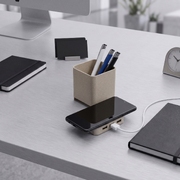 Настольный органайзер Cubic с функциями USB-хаба и беспроводной зарядки, натуральный