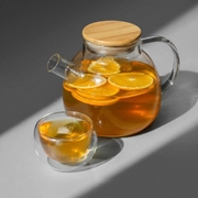 Заварочный чайник с бамбуковой крышкой «Sencha», прозрачный, коричневая крышка
