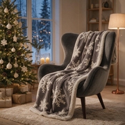 Плед Snowflake новогодний с капюшоном, серый