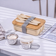 Ланч-бокс «Lunch» из пшеничного волокна с бамбуковой крышкой, бежевый